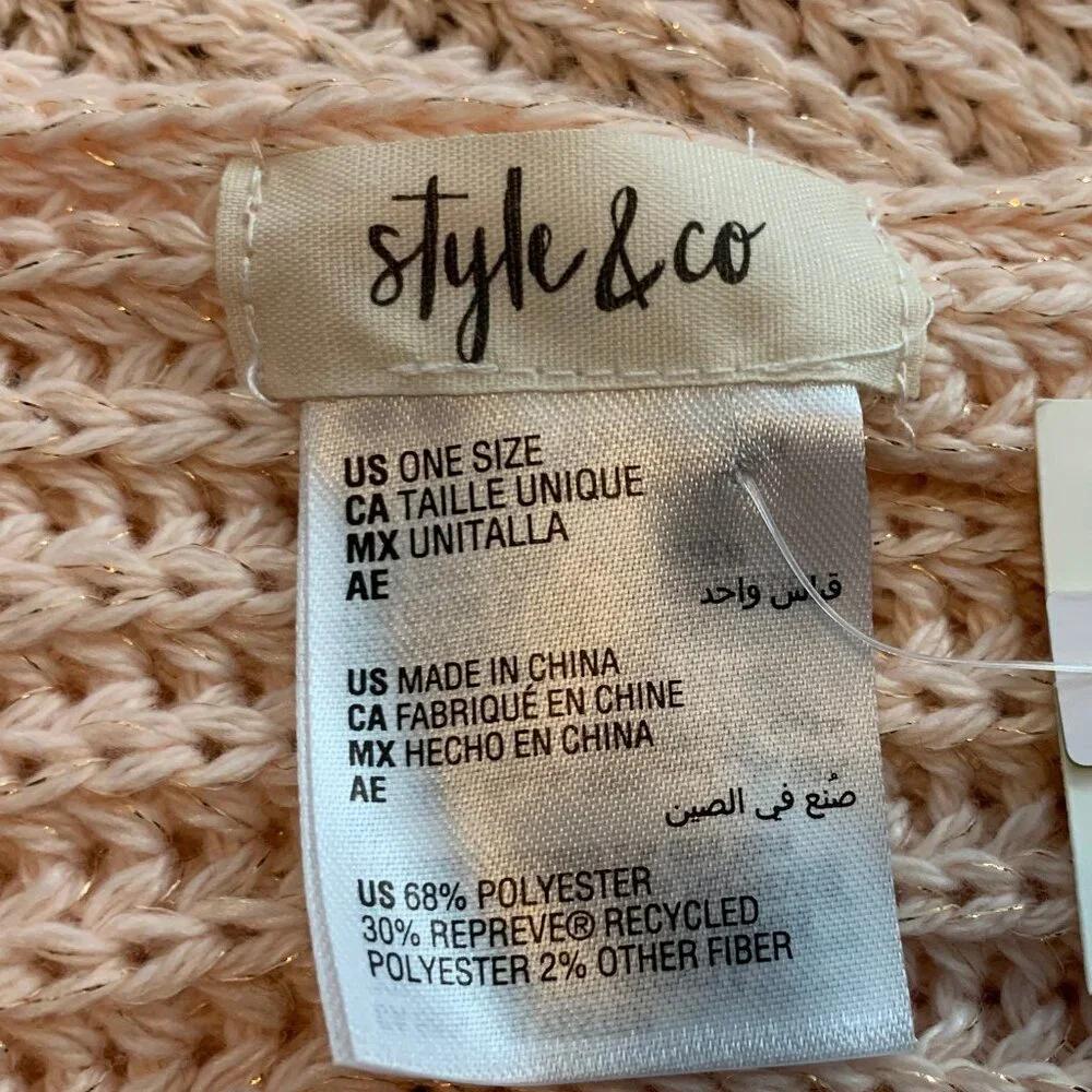 Style & Co. Women's Ribbed Muffler Scarf, Blush Pink Shine, One Size Fits Most